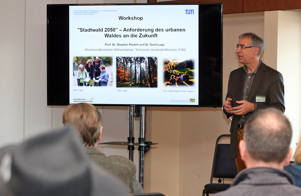 Workshop: „Stadtwald 2050“ – Anforderung des urbanen Waldes an die Zukunft, mit Prof. Dr. Stephan Pauleit und Dr. Gerd Lupp, Wissenschaftszentrum Weihenstephan, Technische Universität München (TUM)