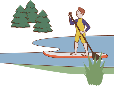 Stand-Up-Paddler auf einem See aus der Audiowalk-Reihe Schlachtensee-Nikolassee