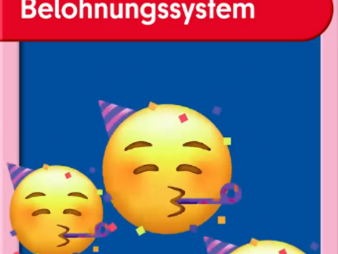 Screenshot aus dem Video: Der Begriff Belohungssystem mit mehreren Party-Emoticons