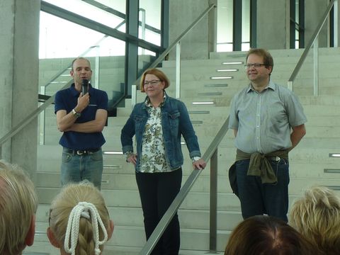 Dr. Ralf G. Kleinhenz, Ingrid Maaß und Marc Schulte im City Cube, 12.7.2014, Foto: KHMM