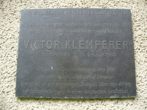 Gedenktafel für Victor Klemperer, 8.7.2006, Foto: KHMM