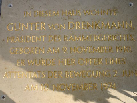 Gedenktafel für Günter von Drenkmann, 24.10.2008, Foto: Alexander Sempf, SPD Neu-Westend