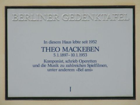 Bildvergrößerung: Gedenktafel für Theo Mackeben