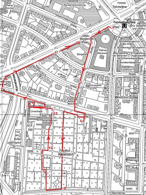 Bildvergrößerung: Kartenskizze vom 134. Kiezspaziergang am 9.2.2013