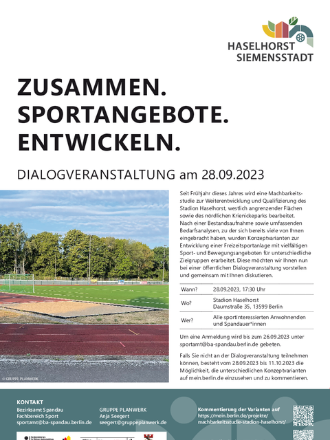 Bildvergrößerung: Hinweisplakat Dialogveranstaltung Haselhorst