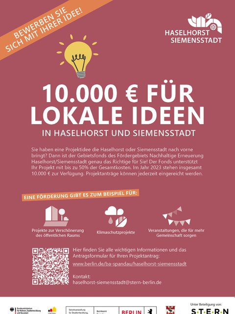 Bildvergrößerung: Plakat zum Gebietsfonds in Haselhorst und Siemensstadt