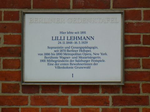 Gedenktafel für Lilli Lehmann, Herbertstr.20, Foto: KHMM