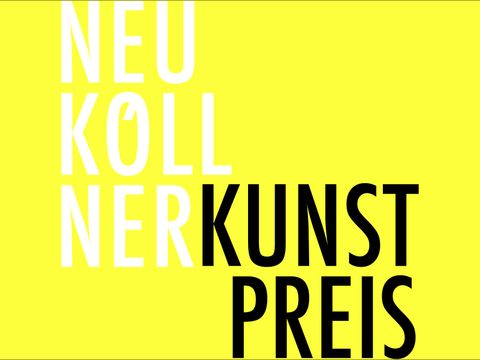 Schriftzug Neuköllner Kunstpreis auf gelbem Hintergund
