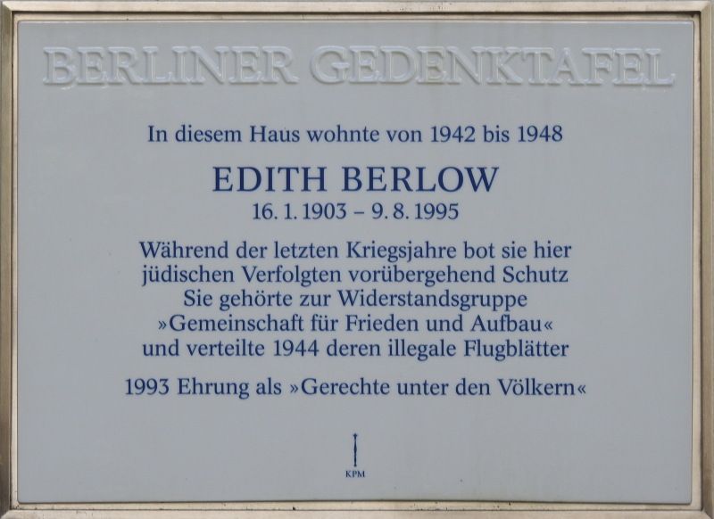 Gedenktafel Edith Berlow