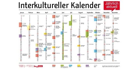Interkultureller Kalender jährlich aktuell