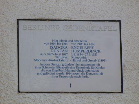 Gedenktafel für Isadora Duncan und Engelbert Humperdinck, 10.3.2010, Foto: KHMM