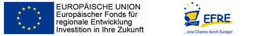 Logos: Europäische Union, Europäischer Fonds für regionale Entwicklung, Investition in Ihre Zukunft + EFRE