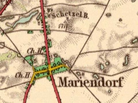 Alte Landkarte mit der Beschriftung Mariendorf