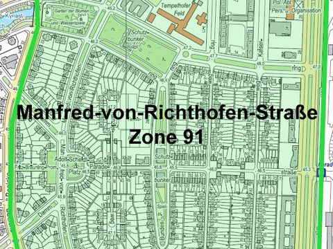 Ausschnitt eines Stadtplans Manfred-von-Richthofen-Straße Zone 91