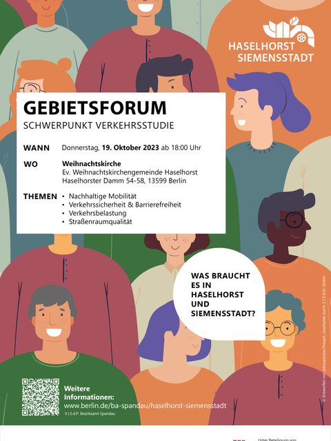 Plakat zum Gebietsforum für Haselhorst und Siemensstadt am 19. Oktober 2023