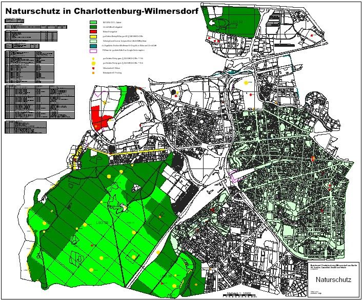Übersichtsplan zur Naturschutzkarte Charlottenburg-Wilmersdorf