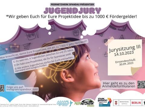 Bildvergrößerung: PEERNETZWERK SPANDAU PRÄSENTIERT JUGENDJURY "Wir geben Euch für Eure Projektidee bis zu 1000 € Fördergelder!" 
