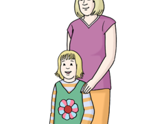 Illustration einer Mutter mit ihrer Tochter