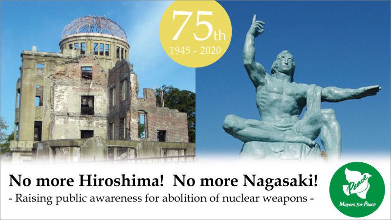 75th banner - No more Hiroshima! NO m,ore Nagasaki!