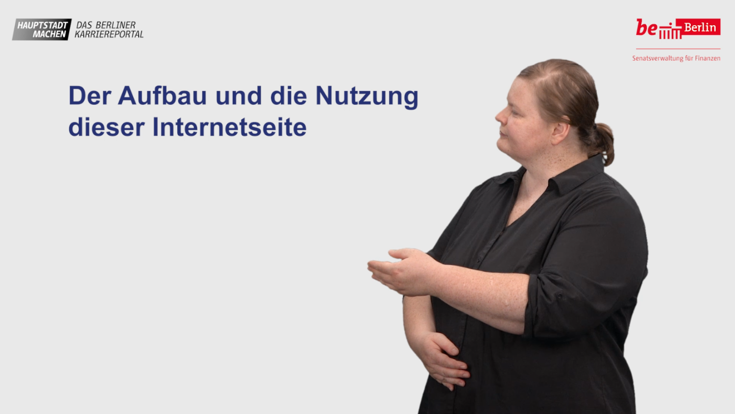 Titelbild des Gebärdensprachevideos zur Navigation im Karriereportal