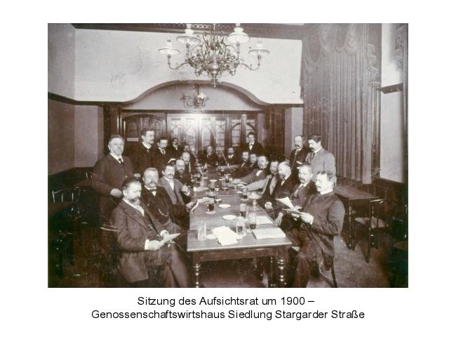 2003 Sitzung des Aufsichtsrates um 1900 - Genossenschaftswirtshaus Siedling Stargarder Straße