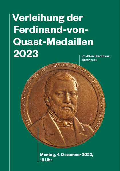 Einladungsflyer zur Verleihung der Ferdinand-von-Quast-Medaillen 2023