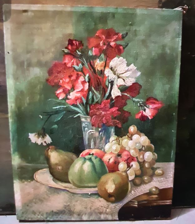 Stillleben von Obst und Blumen - 30 x 50 cm 