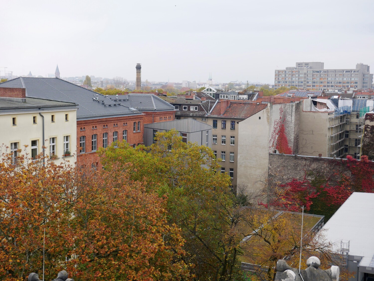 Lemgo-Grundschule Hofgebäude, Ausblick vom Dach, 28.10.2024