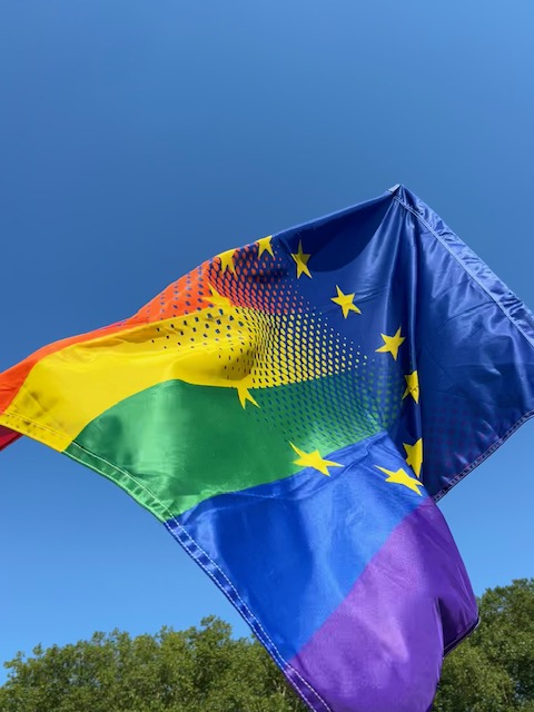 Europa-Regenbogenfahne beim "Equality Picnic" in Szczecin