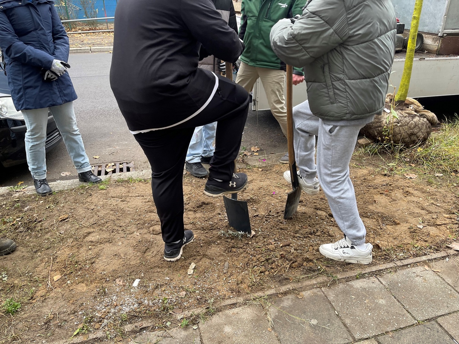 Schüler buddeln das Loch