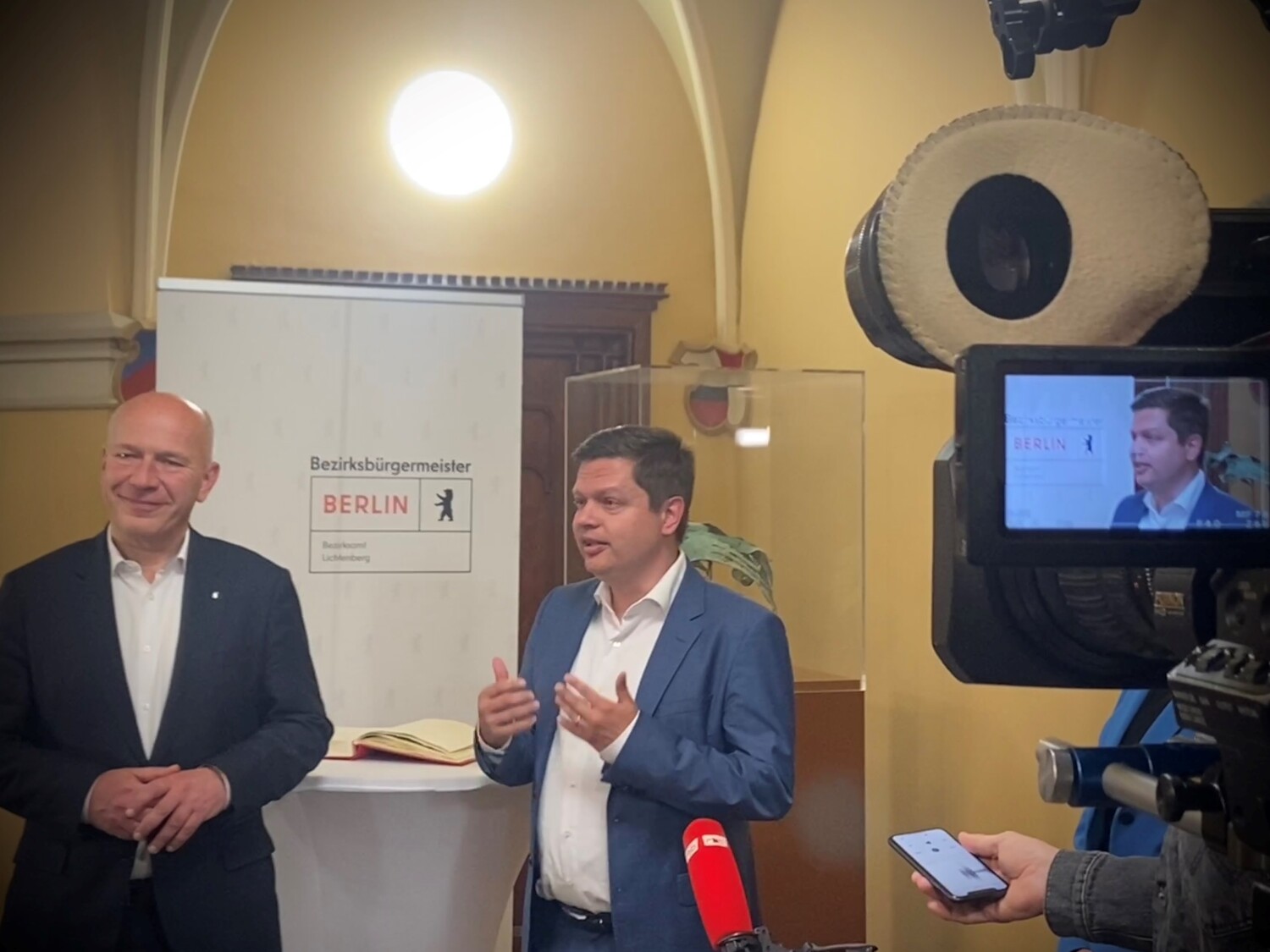 Senat vor Ort in Lichtenberg, 13. Juni 2024, Pressestatement mit Kai Wegner und Martin Schaefer