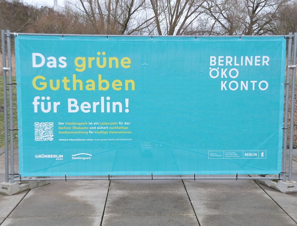 Informationsspaziergang 'Klimaresiliente Weiterentwicklung des Kienbergparks' - Banner 'Berliner Ökokonto'