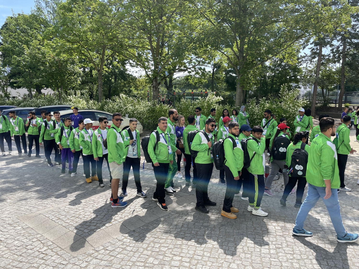 Ankunft der pakistanischen Delegation am Poststadion