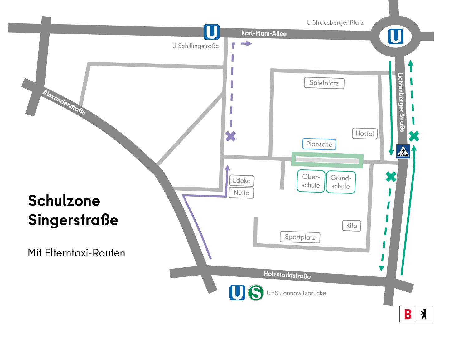 Singerstraße: Grafik mit Schulzone