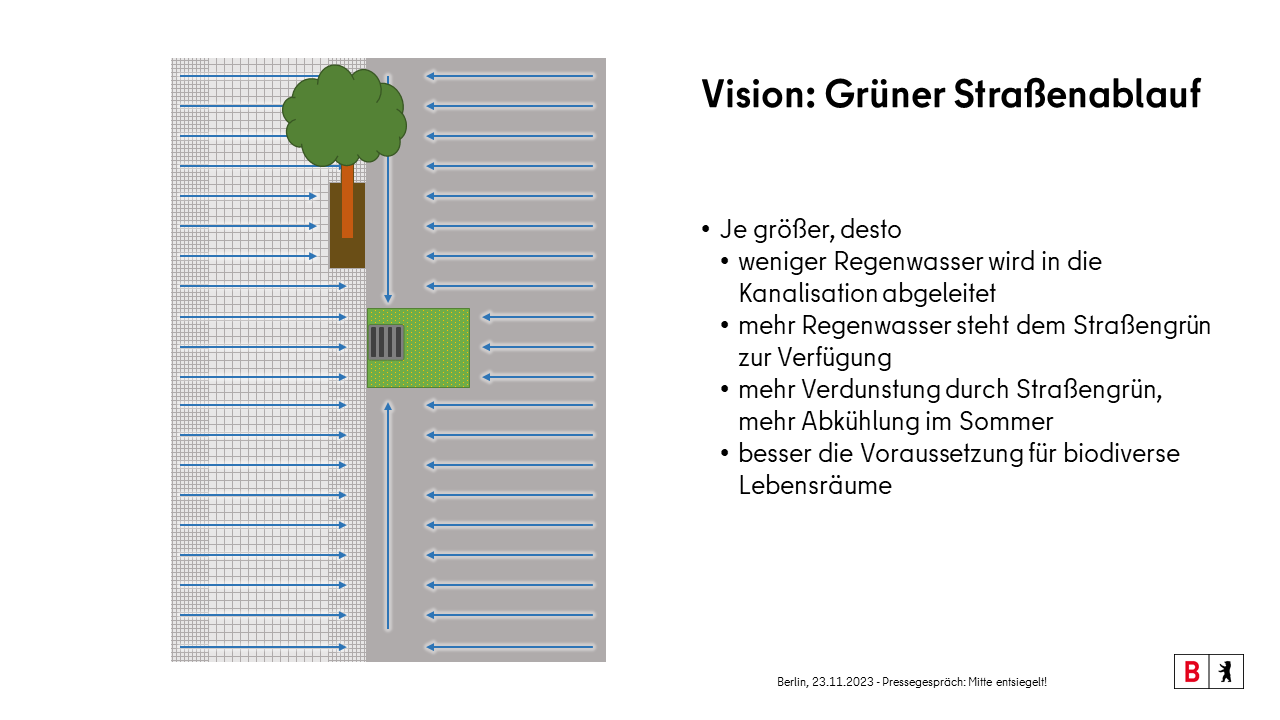 Vision: Grüner Straßenablauf