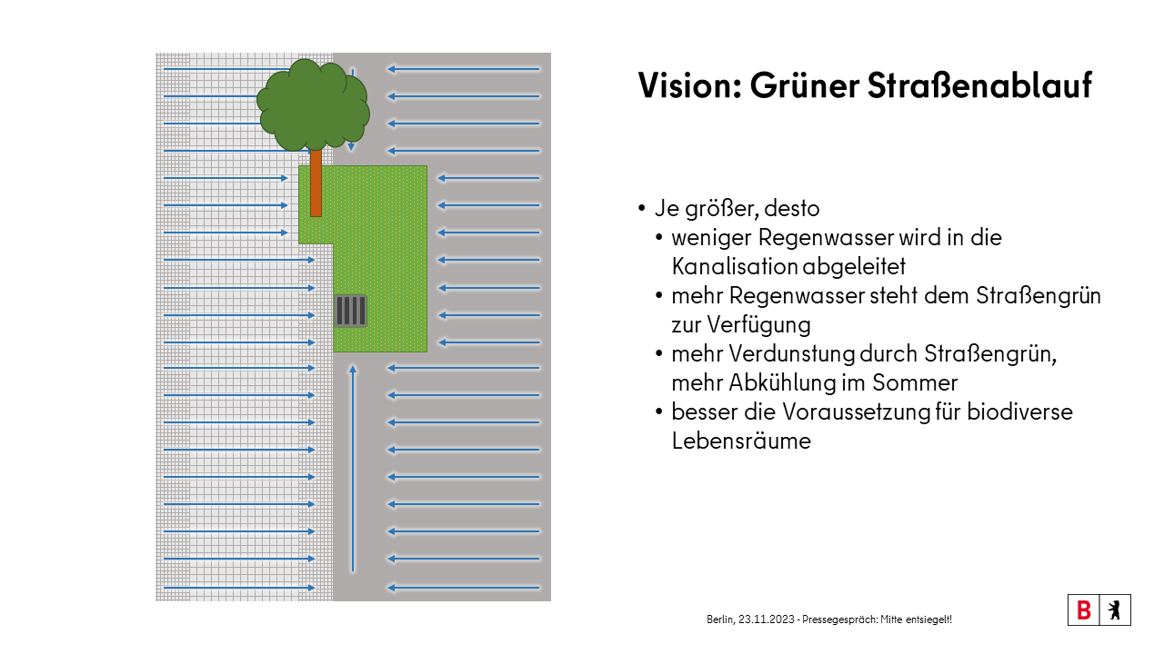 Vision: Grüner Straßenablauf