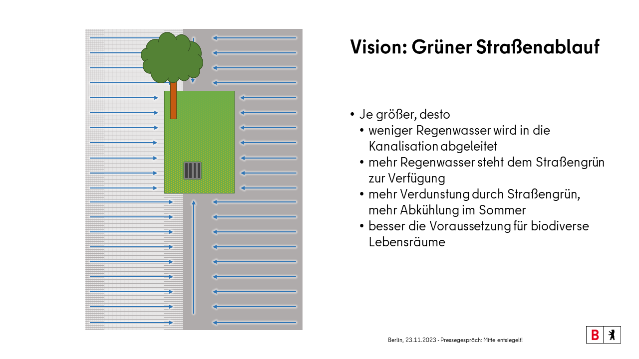 Vision: Grüner Straßenablauf