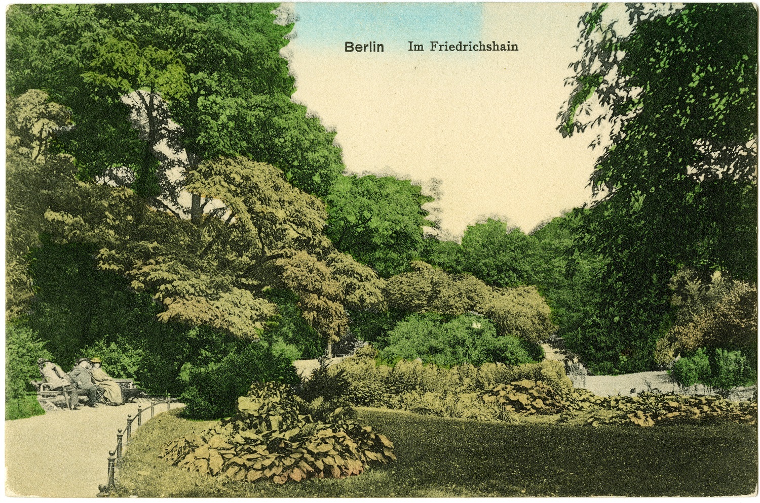 Natur im Volkspark Friedrichshain, Postkarte um 1910