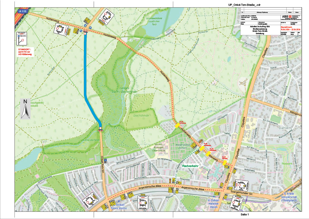 Umleitungsplan Onkel-Tom-Straße und Taylorstraße