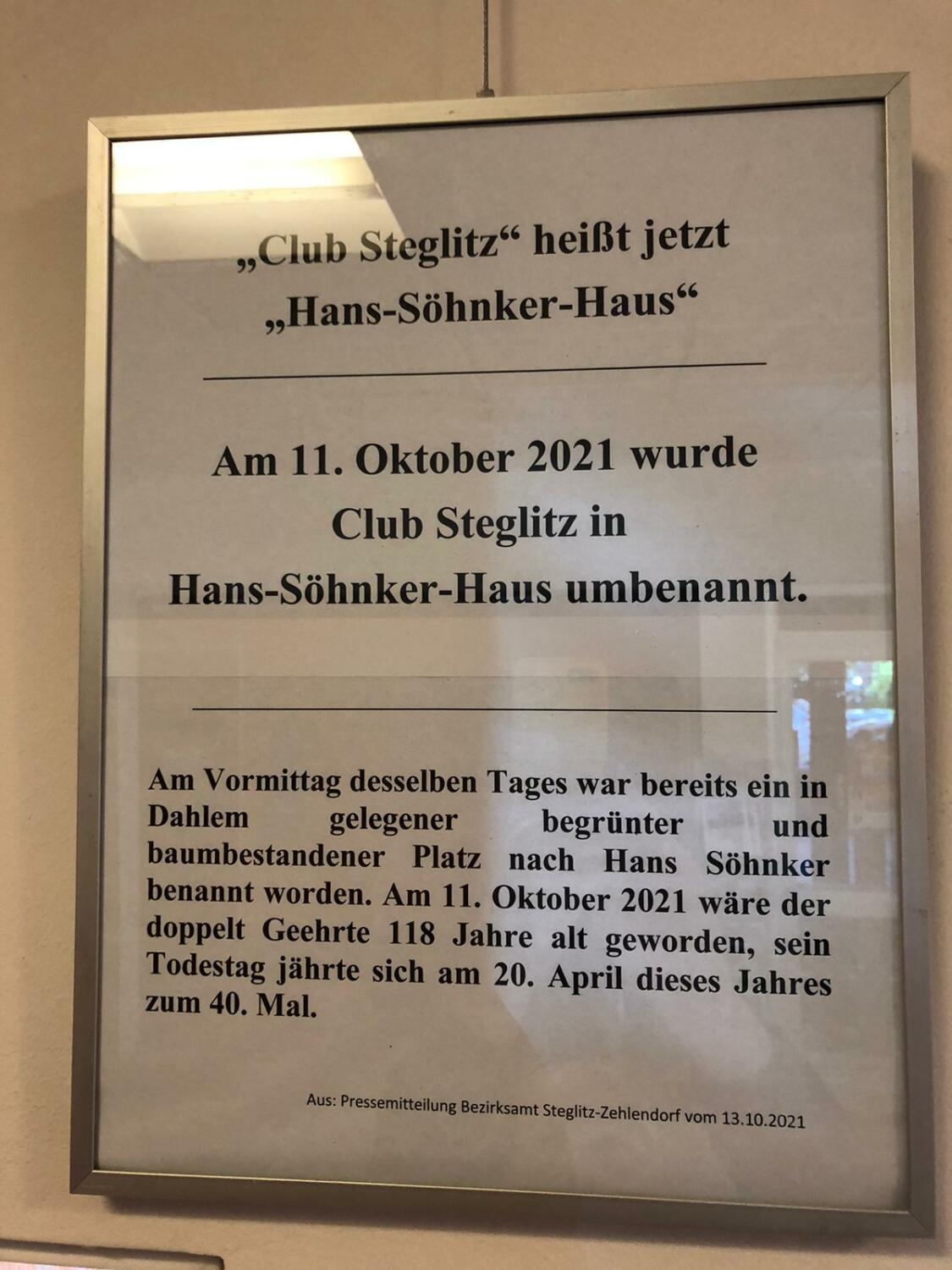 Infotafel Hans-Söhnker-Haus