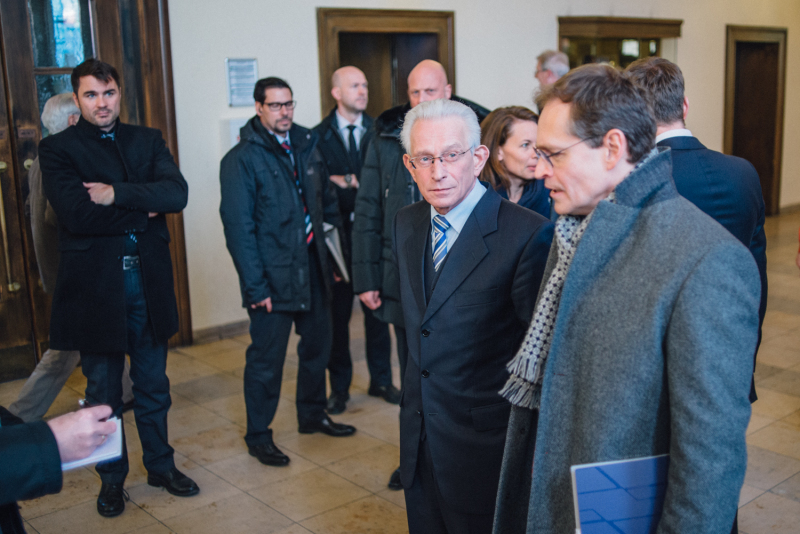 Der Regierende Bürgermeister Müller und Bezirksbürgermeister Kopp im Pressegespräch