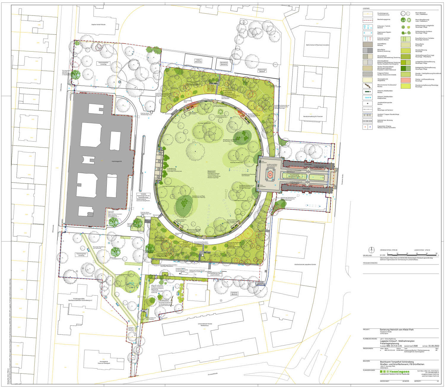 Entwurfsplan Sanierung des Heinrich-von-Kleist-Park 