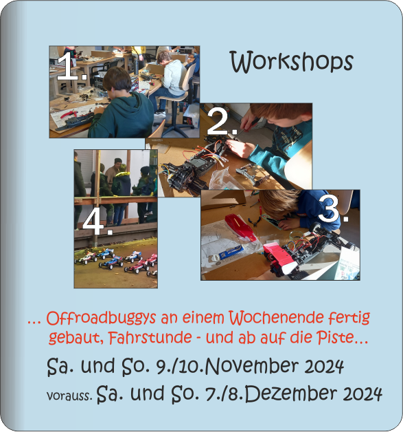 flyer für das workshopprogramm der modellbaugruppe. es stehen infos zu Terminen drauf. Für weitere Infos ruft einfach an, sonst stehen die Infos nochmal rechtzeitig auf der Websetie