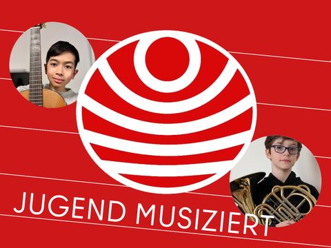 Logo Jugend Musiziert mit Fotos von Gewinnern