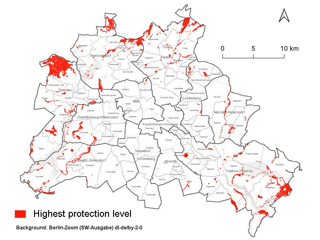 Fig. 9: Areas designated as ‘highest protection level’