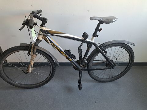 Schwarz-weiß-gelbes Herrenfahrrad