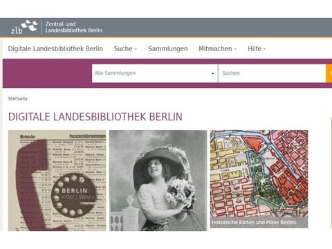 Startseite der digitalen Landesbibliothek Berlin auf https://digital.zlb.de/viewer/index/