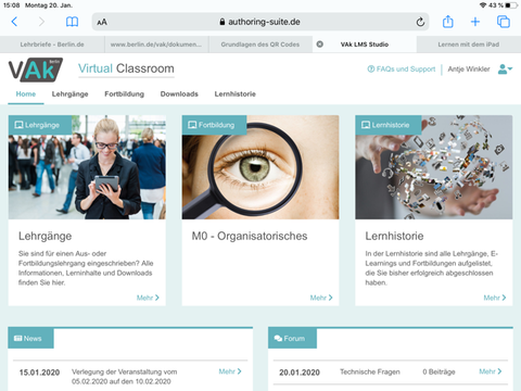 blended learning LMS Plattform Ausschnitt