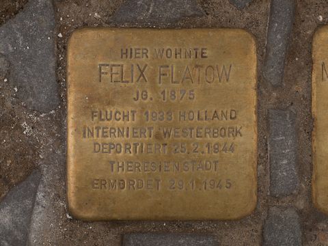 Stolperstein Felix Flatow, Foto: A. Bukschat & C. Flegel, 25.08.2012