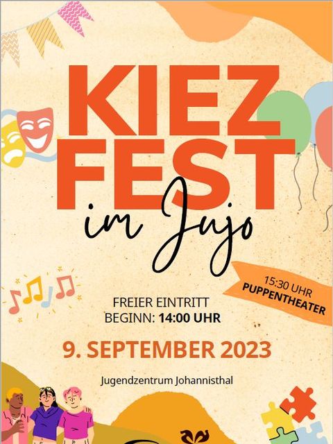 Bildvergrößerung: Plakat mit der Aufschrift: Kiezfest im JuJo